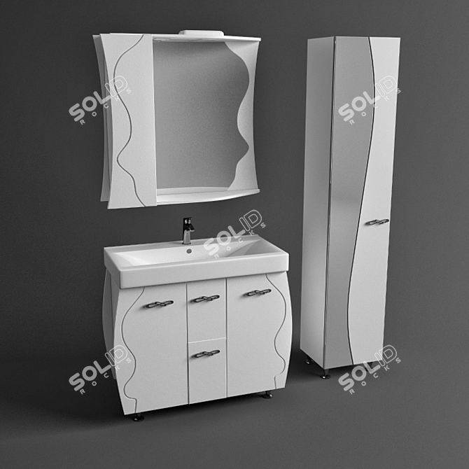 Aqua Rhodes Solo 90 Bathroom Set 3D model image 1