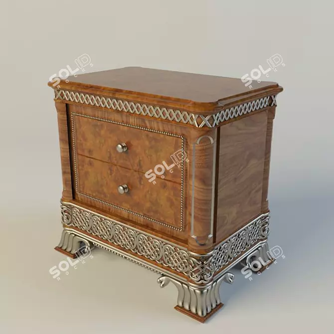 Elegant Rampoldi Nightstand with Finishes - Walnut, Gold, Silver, or Painting 3D model image 1