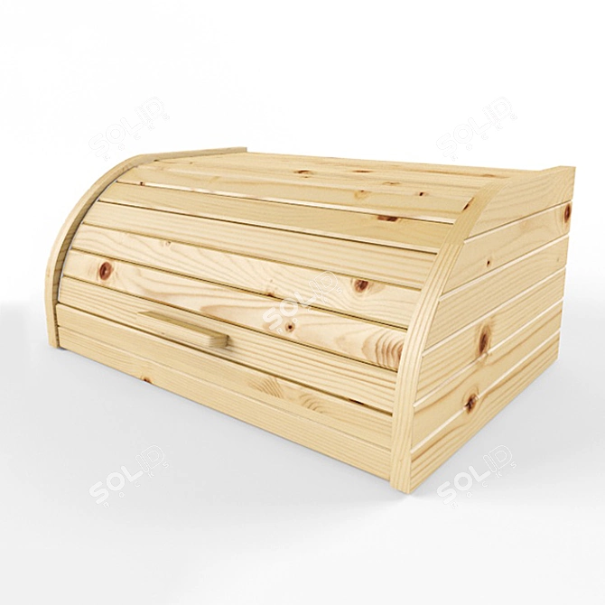 IKEA Wooden Breadbox - Natural Pine Finish 3D model image 2
