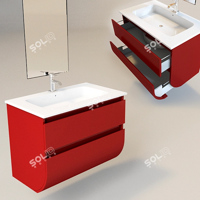 Sleek Ceramic Washbasin 3D model image 1