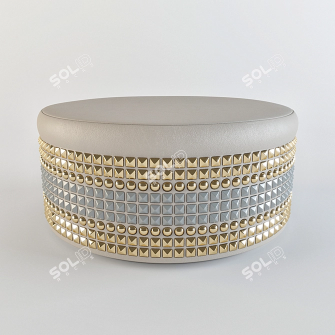 Luxury Salon Footstool: Sumptuous Fabric & Stud Detailing 3D model image 1