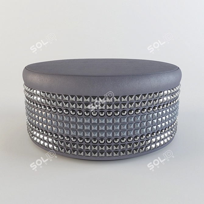 Luxury Salon Footstool: Sumptuous Fabric & Stud Detailing 3D model image 2