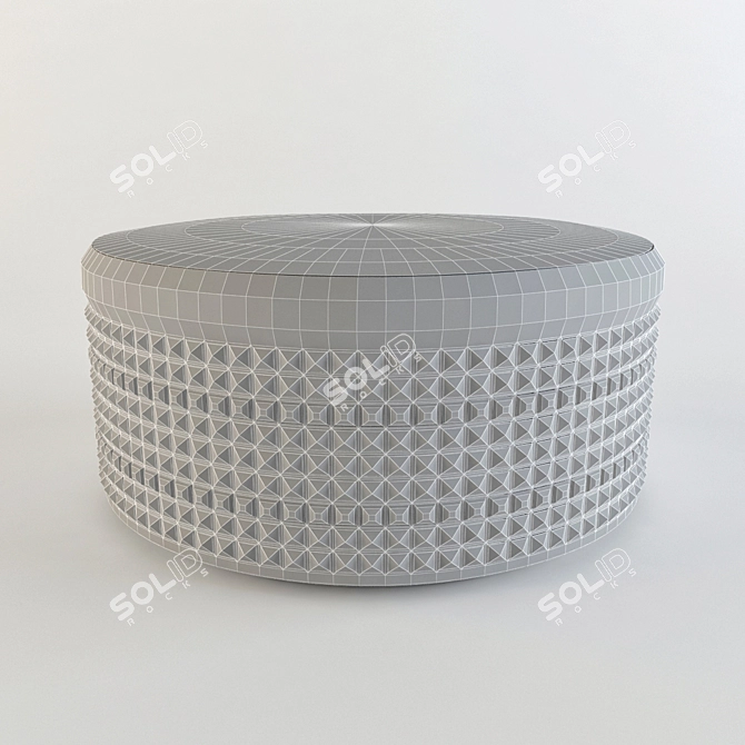 Luxury Salon Footstool: Sumptuous Fabric & Stud Detailing 3D model image 3