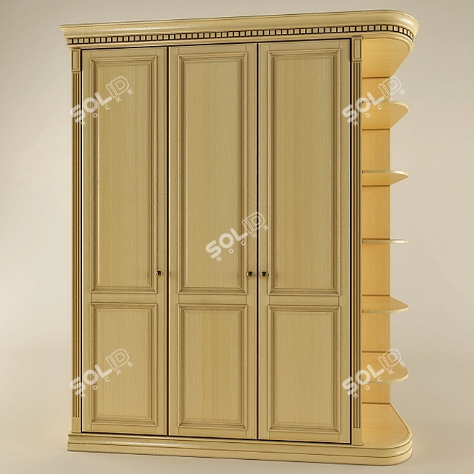 Elegant Open Shelf Wardrobe 3D model image 1