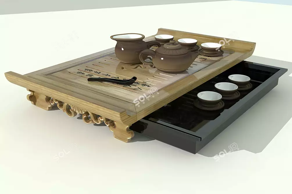 Zen Tea Ceremony Set 3D model image 2