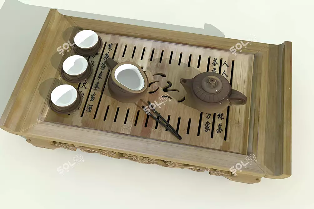 Zen Tea Ceremony Set 3D model image 3