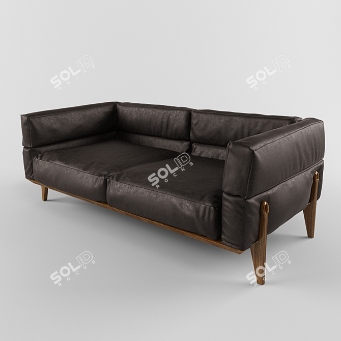 Luxurious GIORGETTI Ago Leather Sofa 3D model image 1