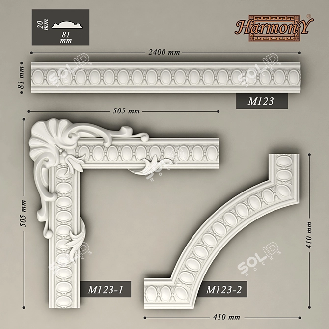 Elegant Corner Molding Set | Harmony 3D model image 1