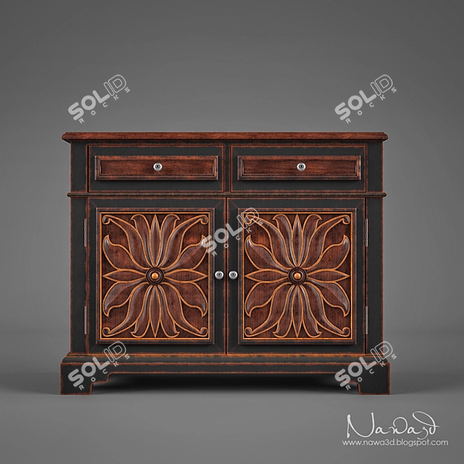 Luxury Hooker Grandover 2-Door Cabinet 3D model image 1