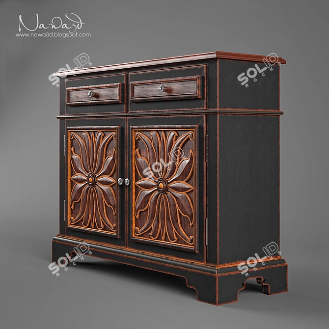 Luxury Hooker Grandover 2-Door Cabinet 3D model image 2