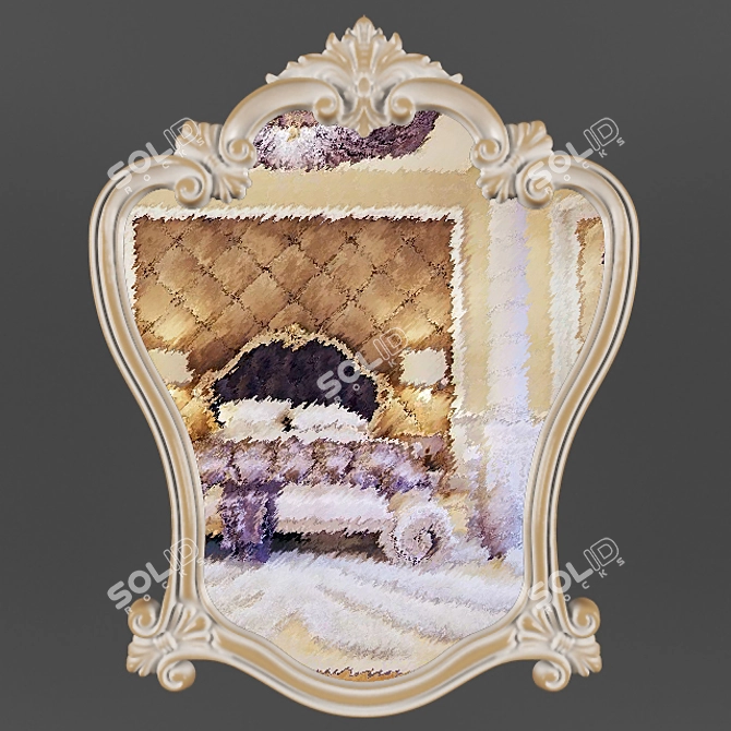 Luxury Baroque Carved Mirror 3D model image 1