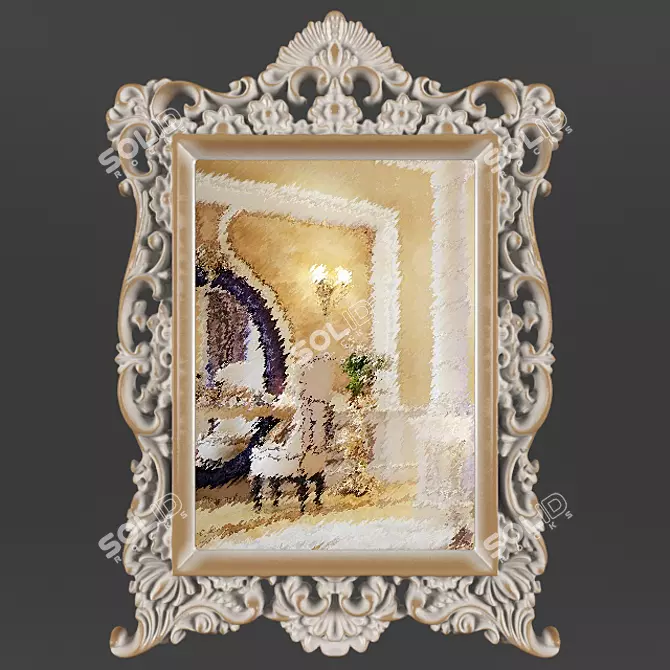 Baroque Luxury Carved Wall Mirror 3D model image 1