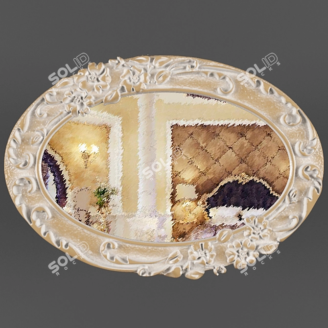 Baroque Carved Wall Mirror 3D model image 1