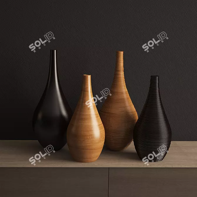 Elegant Wood Vase: Adriani & Rossi 3D model image 1