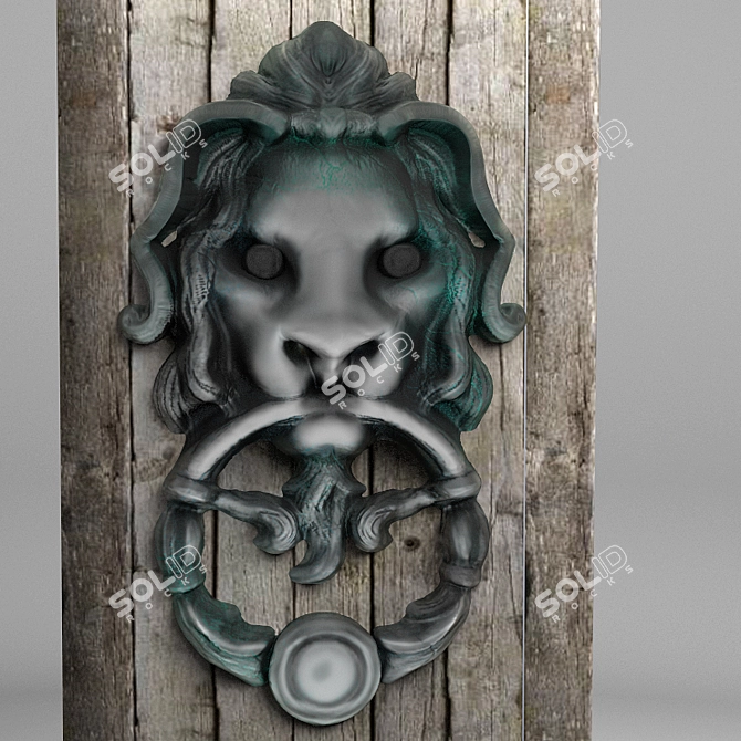 Regal Lion Door Knocker 3D model image 1