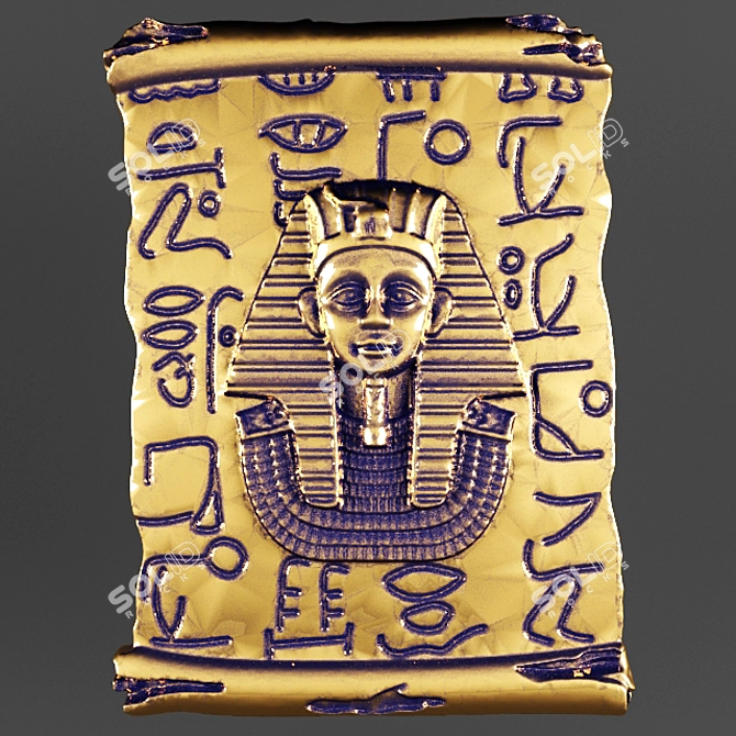 Egyptian Bas-Relief: Pharaoh's Gold Art 3D model image 1