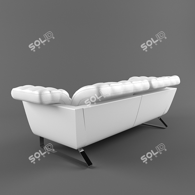 Elegant White Leather Sofa 3D model image 3