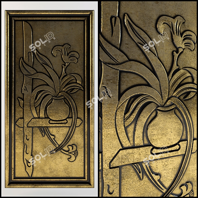 Elegant Bas Relief Sculpture 3D model image 1