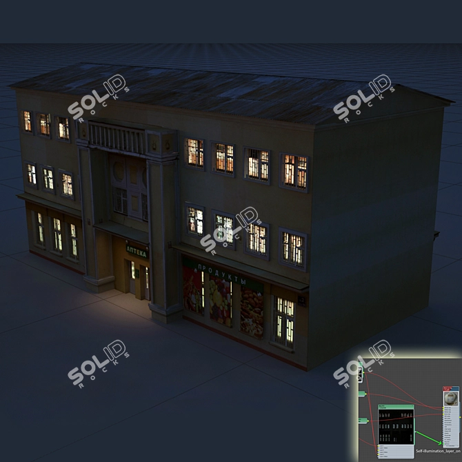Soviet Era Factory Building 3D model image 2