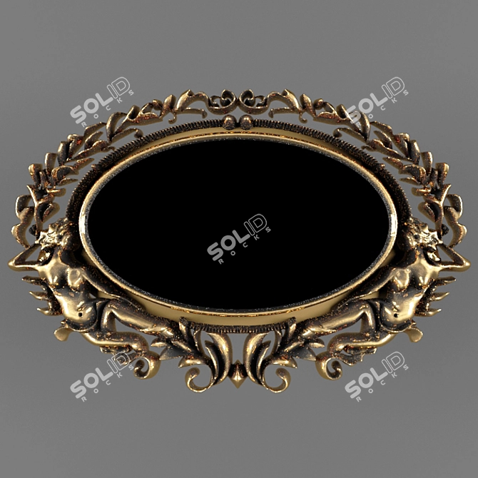 Luxury Baroque Gold Wall Mirror 3D model image 1