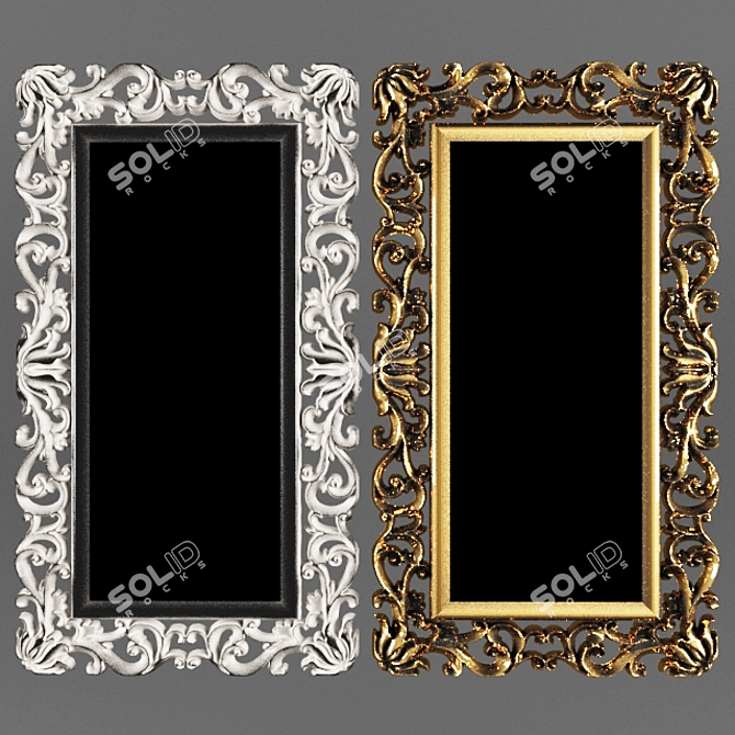 Luxury Baroque Gold Wall Mirror 3D model image 1