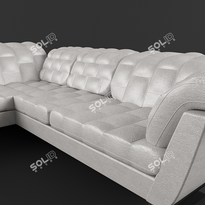 Luxurious White Leather Corner Sofa 3D model image 2