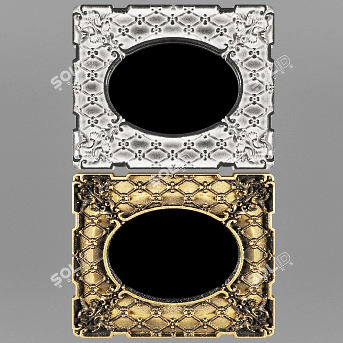  Baroque Golden Wall Mirror 3D model image 1