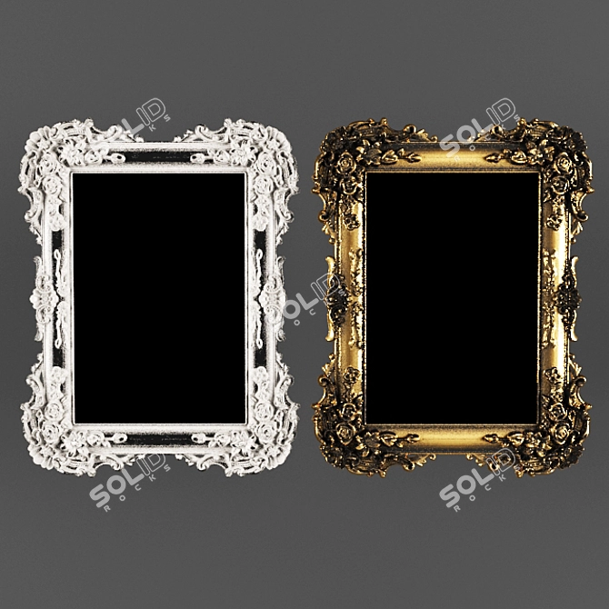 Baroque Golden Wall Mirror 3D model image 1