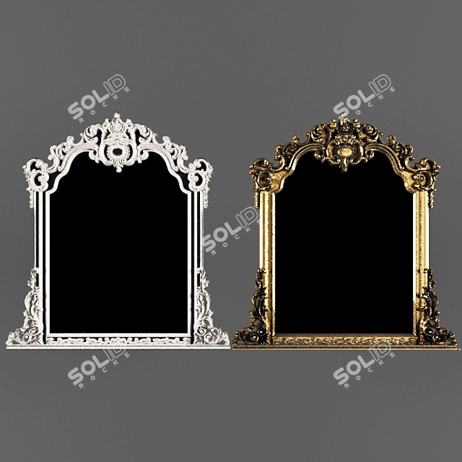 Luxury Baroque Gold Framed Wall Mirror 3D model image 1