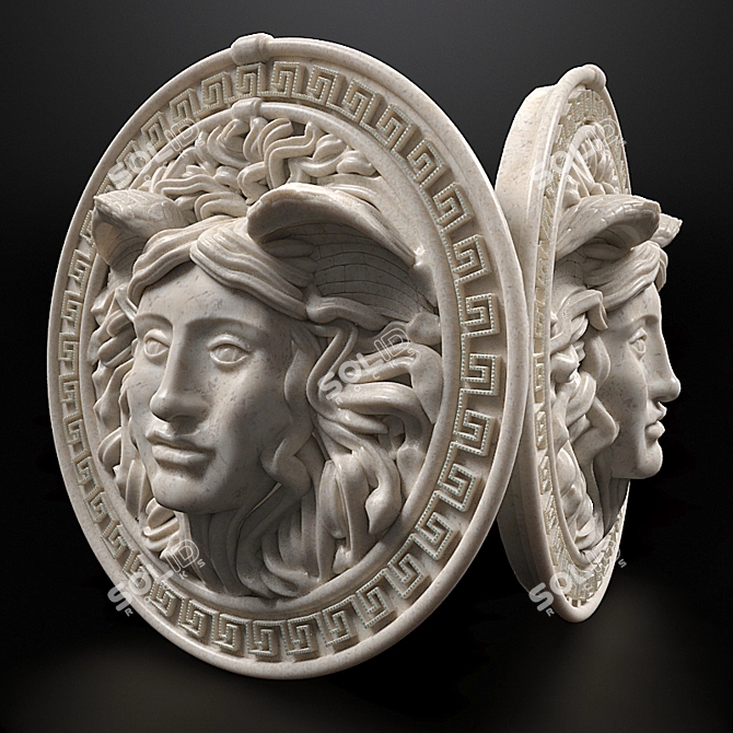 Gorgon Medusa Mask, Marble, 370mm 3D model image 2