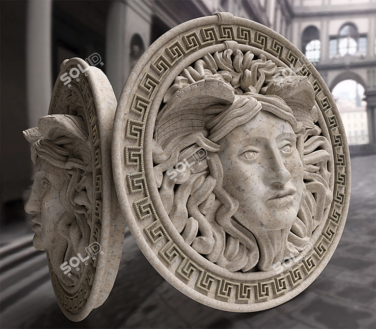 Gorgon Medusa Mask, Marble, 370mm 3D model image 3