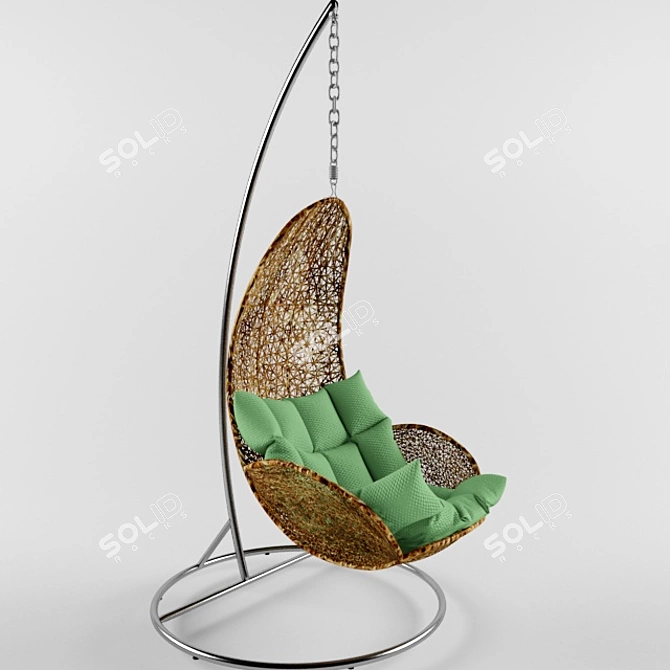 Compact Rattan Suspension Seat 3D model image 1