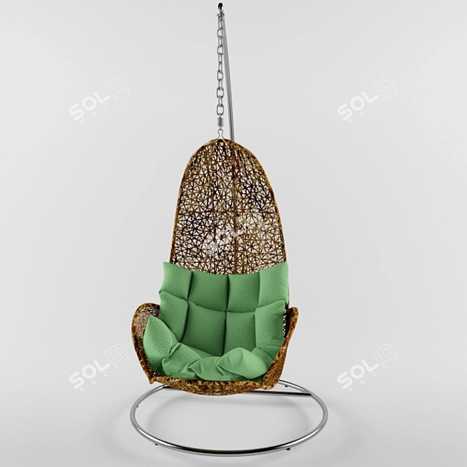 Compact Rattan Suspension Seat 3D model image 3