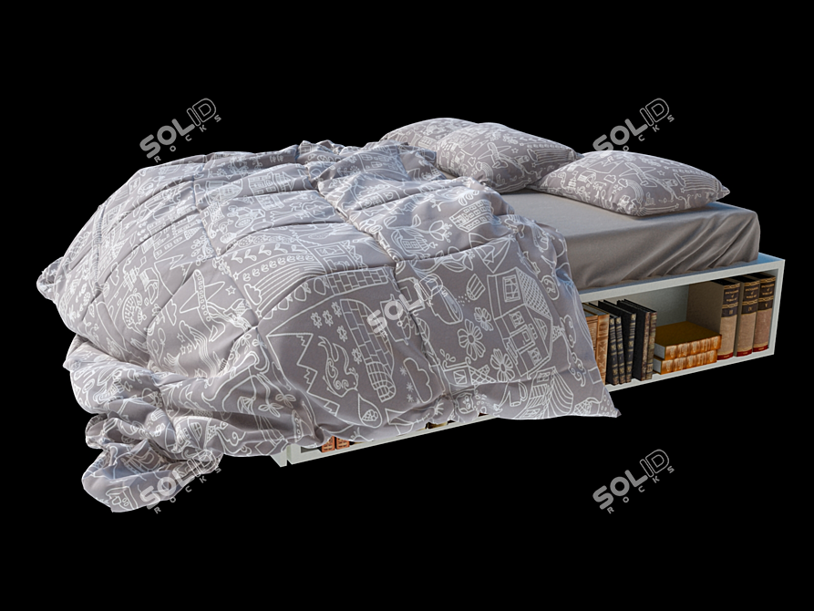 Winter Nights Cozy Double Bed 3D model image 1