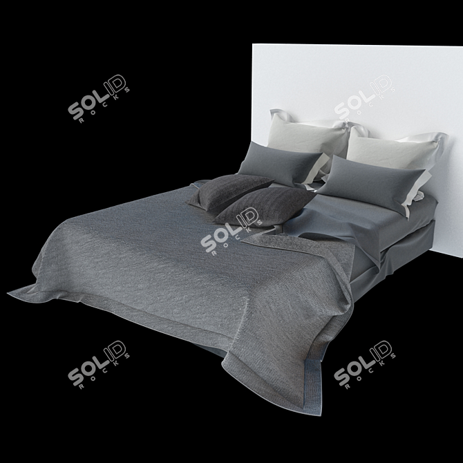 Nordic Elegance Double Bed 3D model image 1