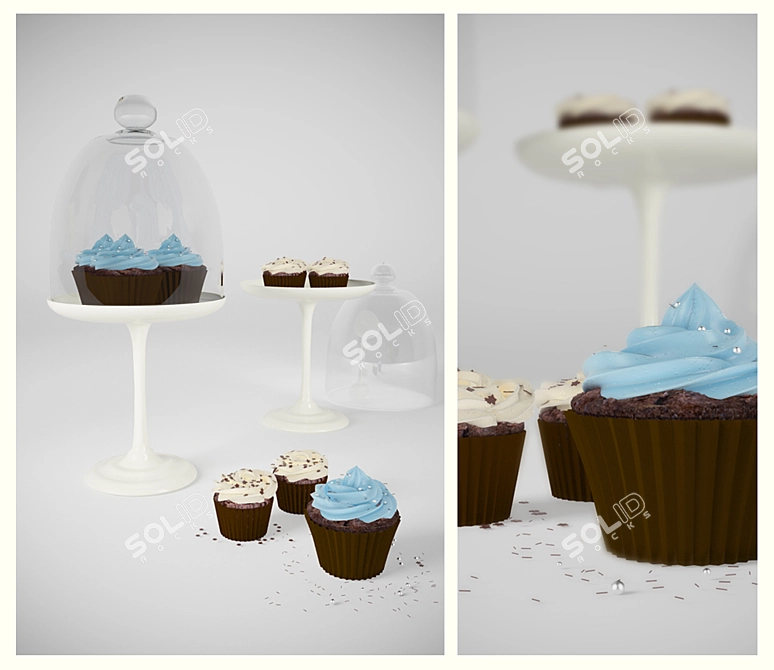 Chocolate Cream Cupcakes 3D model image 1