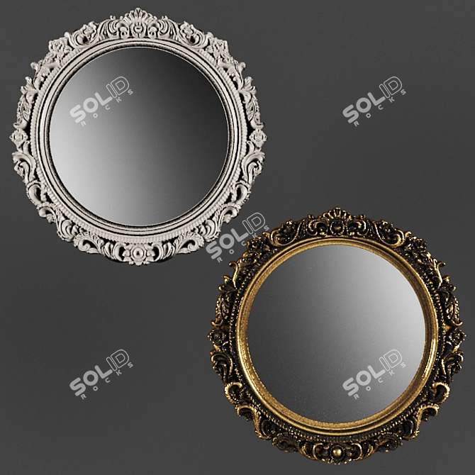 Luxury Baroque Gold Carved Wall Mirror 3D model image 1