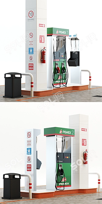 Modern Gas Station: 2 Unit Dispenser 3D model image 3