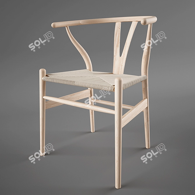 Modern Scandinavian Design Wishbone Chair 3D model image 1