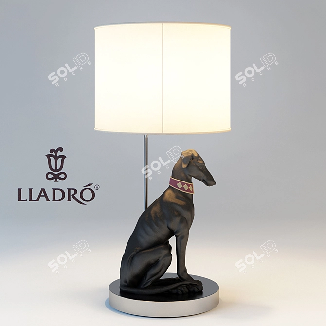 Elegant Lladro Pensive Greyhound Lamp 3D model image 1