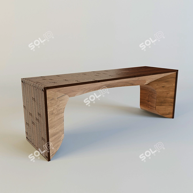 Rustic Wooden Writing Desk 3D model image 1