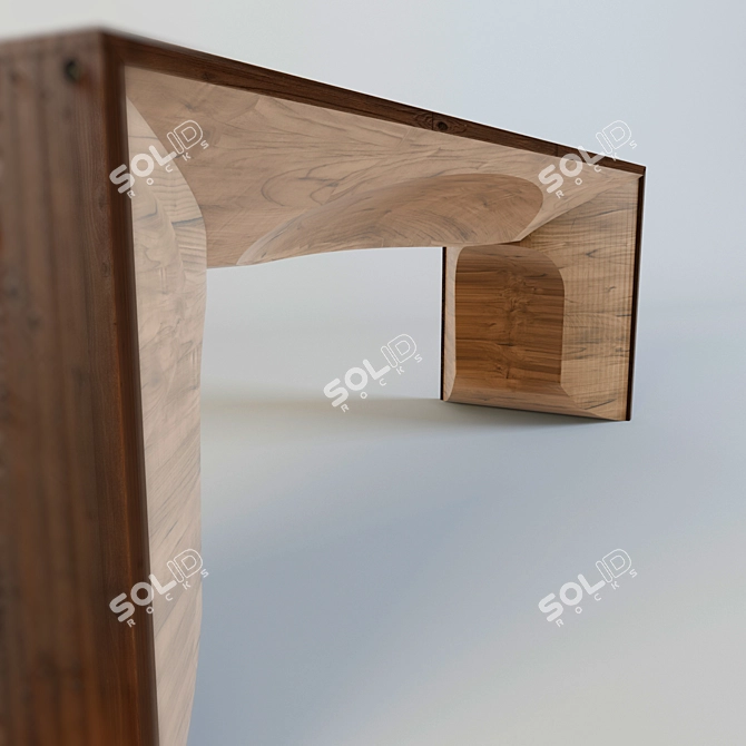 Rustic Wooden Writing Desk 3D model image 2