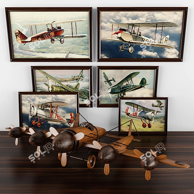 Airplane Figurine + Paintings 3D model image 1