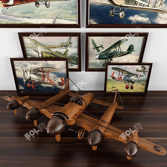 Airplane Figurine + Paintings 3D model image 2