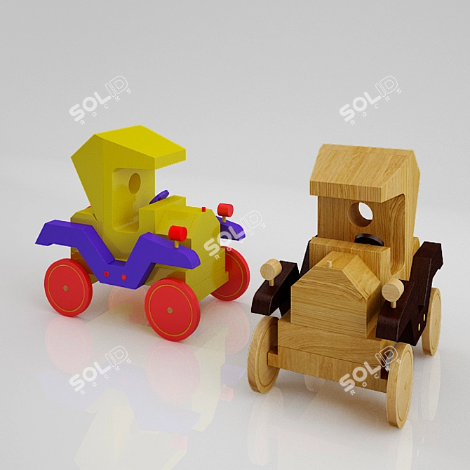 Vintage Wood Model T Car 3D model image 1