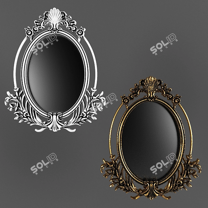 Baroque Gold Wall Mirror 3D model image 1