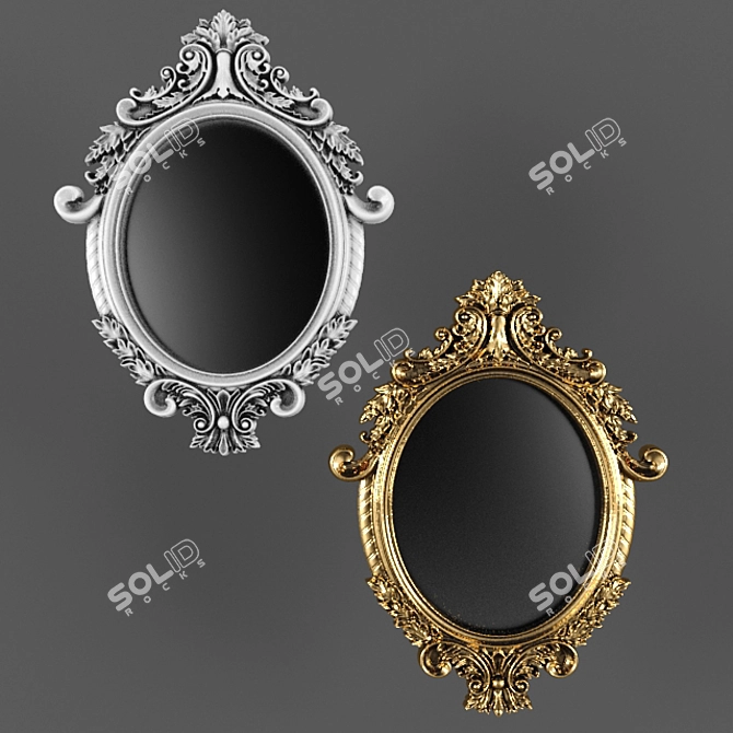 Luxury Baroque Gold Carved Mirror 3D model image 1