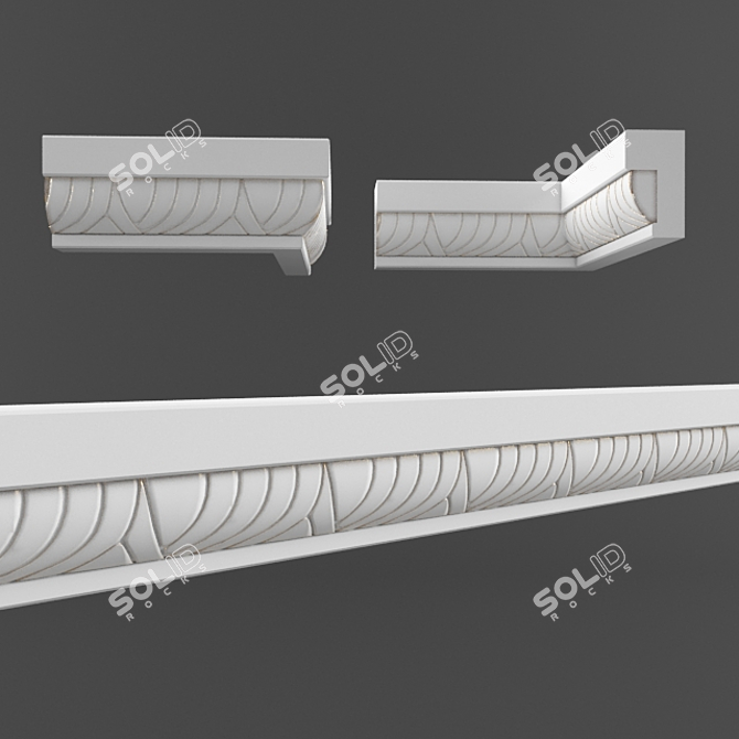 Elegant Gypsum Cornice 3D model image 1