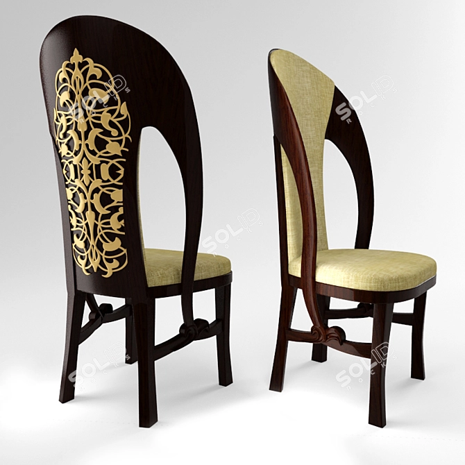 Elegant Art Nouveau Chair 3D model image 1