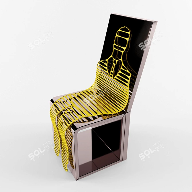 Modern Chair with Rubber Pad on Velcro 3D model image 3